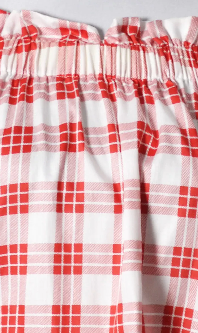 1970's Yves Saint Laurent Red Plaid Vintage Peasant Blouse