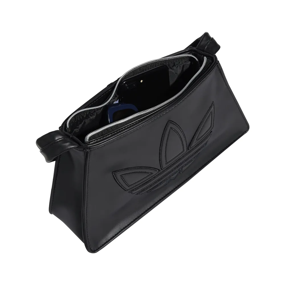 adidas Polyurethane Outline Trefoil Shoulder Bag - Black
