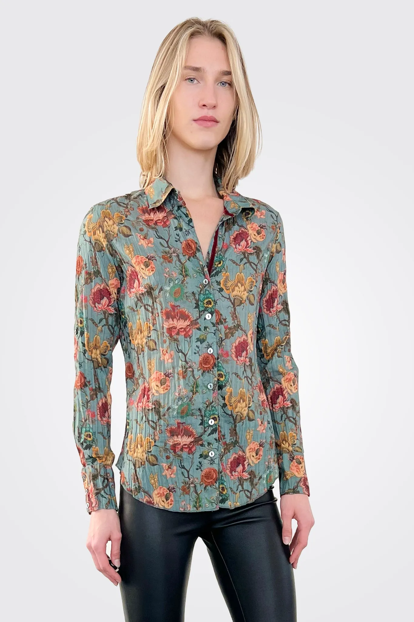Algiers Button Down Blouse - Blue
