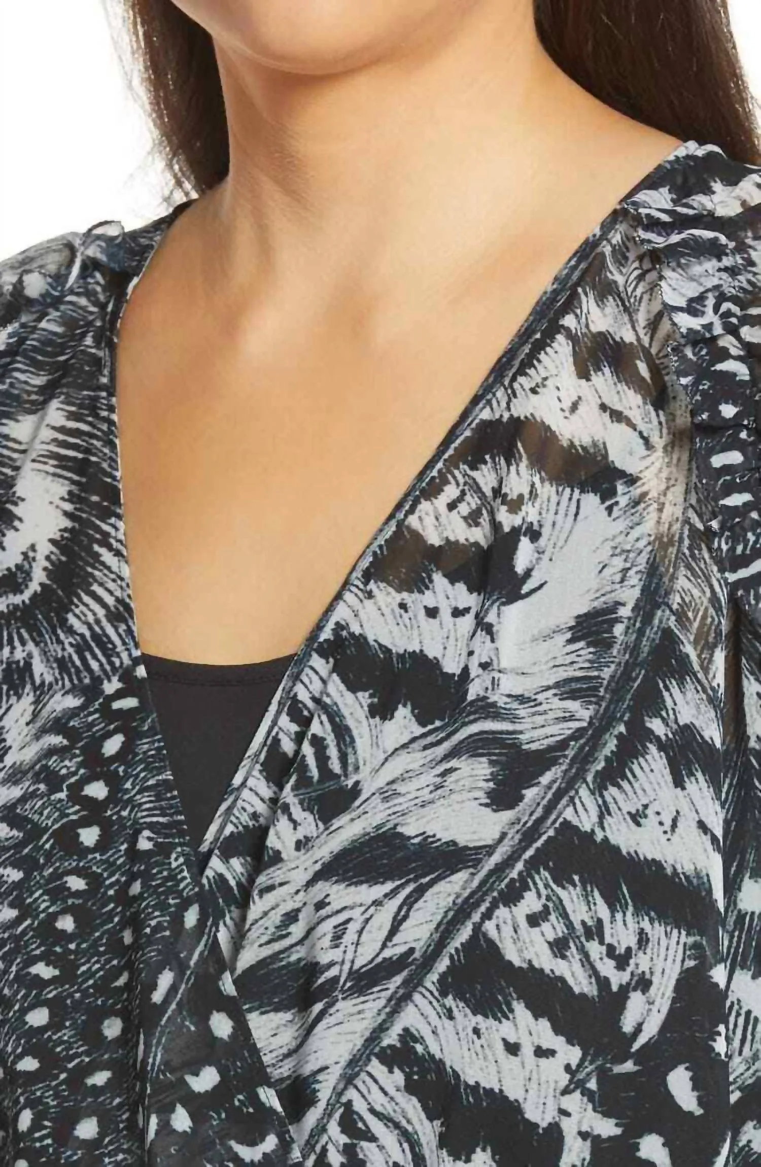 Allsaints - Feather Long Sleeve Fara Stretto V-Neck Wrap Blouse