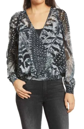 Allsaints - Feather Long Sleeve Fara Stretto V-Neck Wrap Blouse