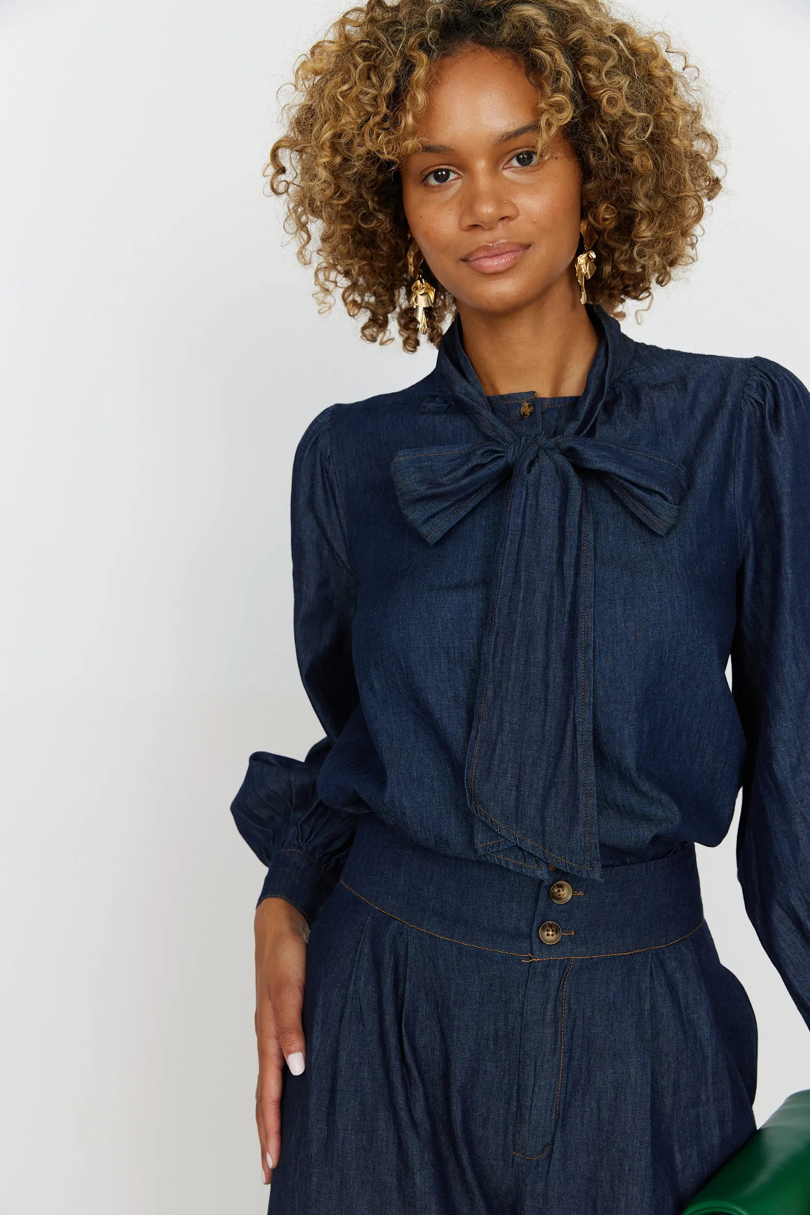 Altha Tie Detail Denim Top