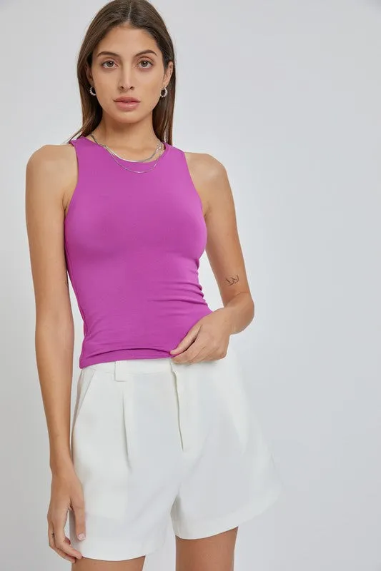 Basic High Neck Tank-Dahlia