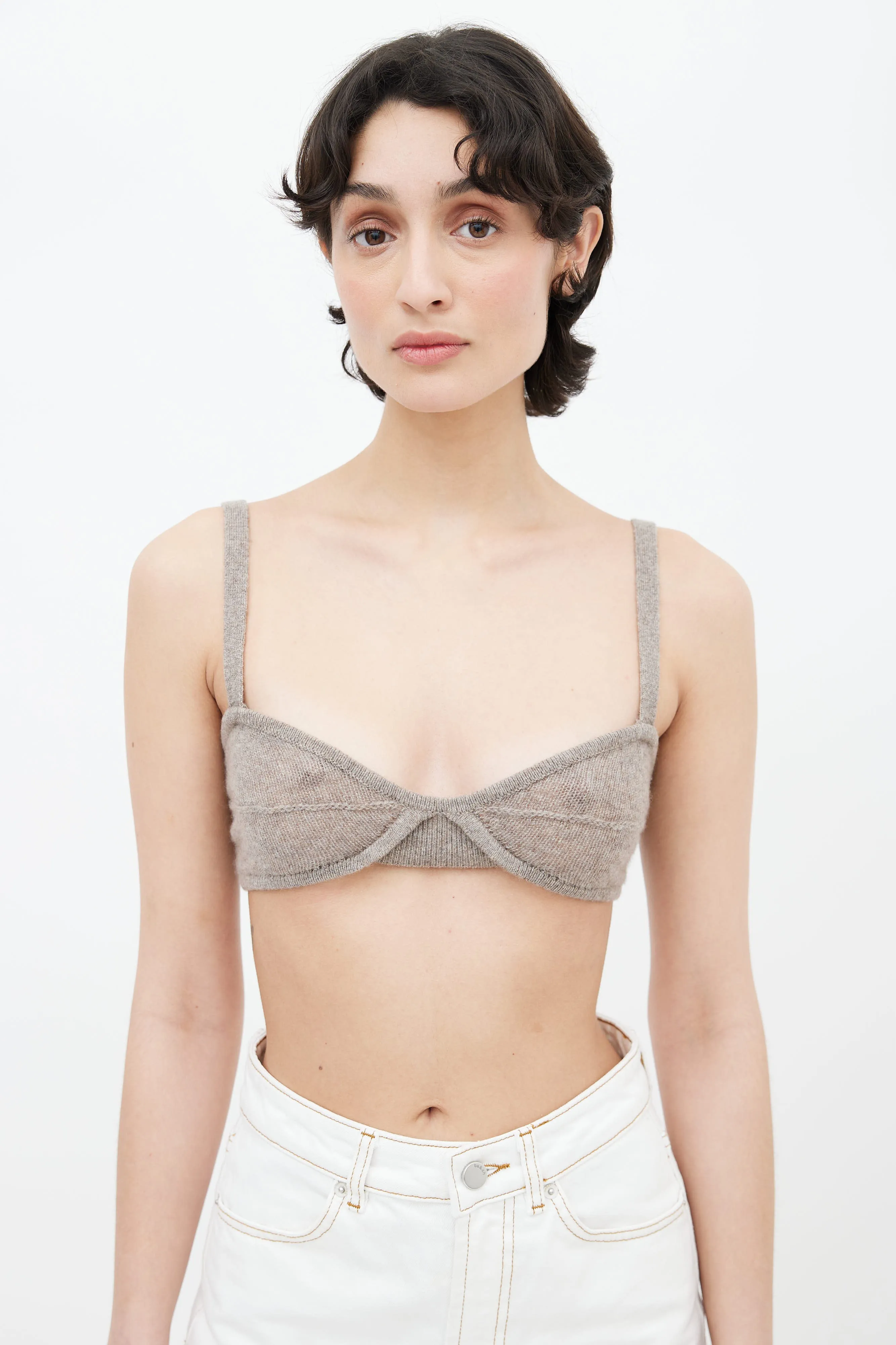 Beige Eda Cashmere Knit Bralette