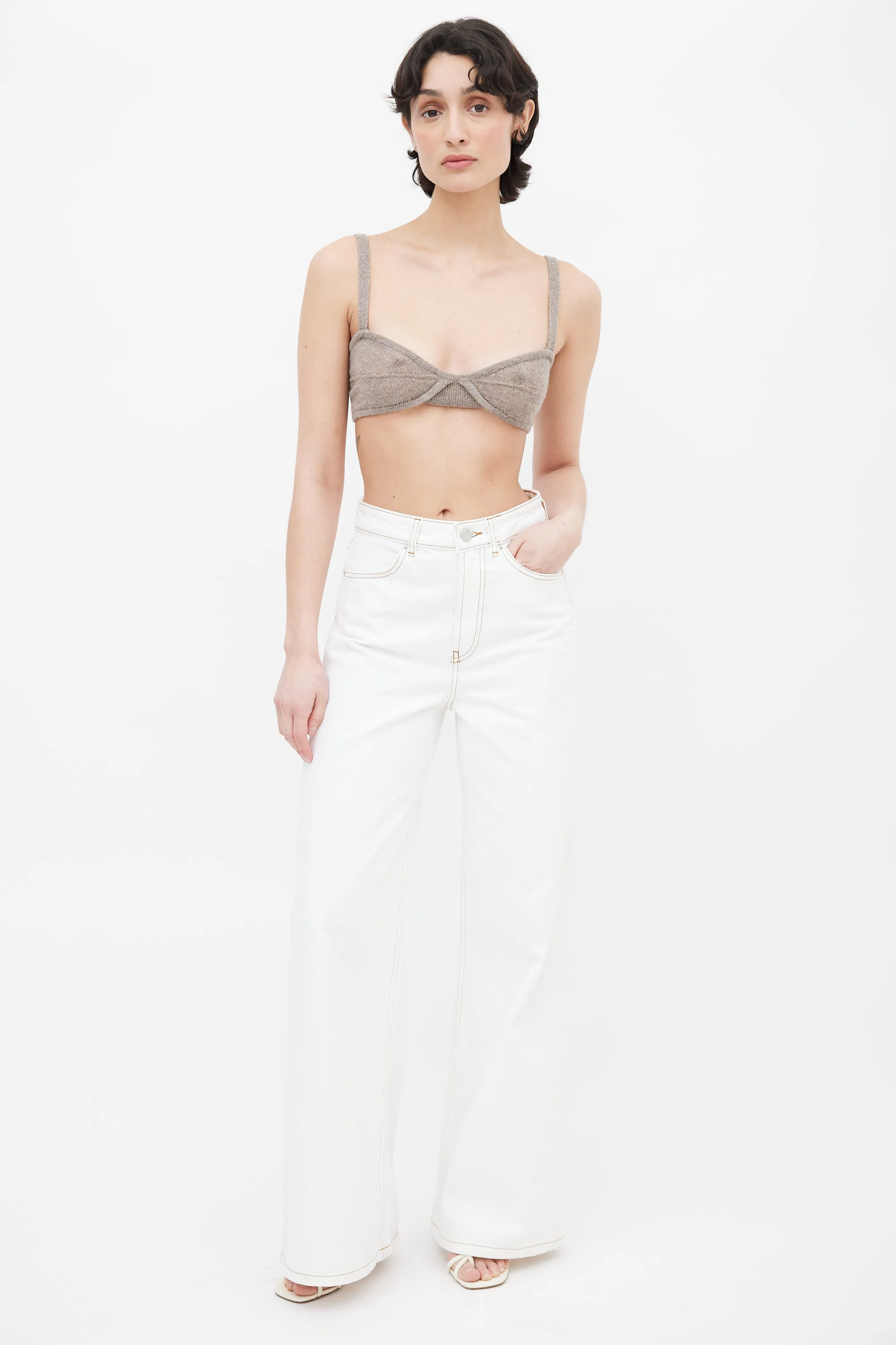 Beige Eda Cashmere Knit Bralette