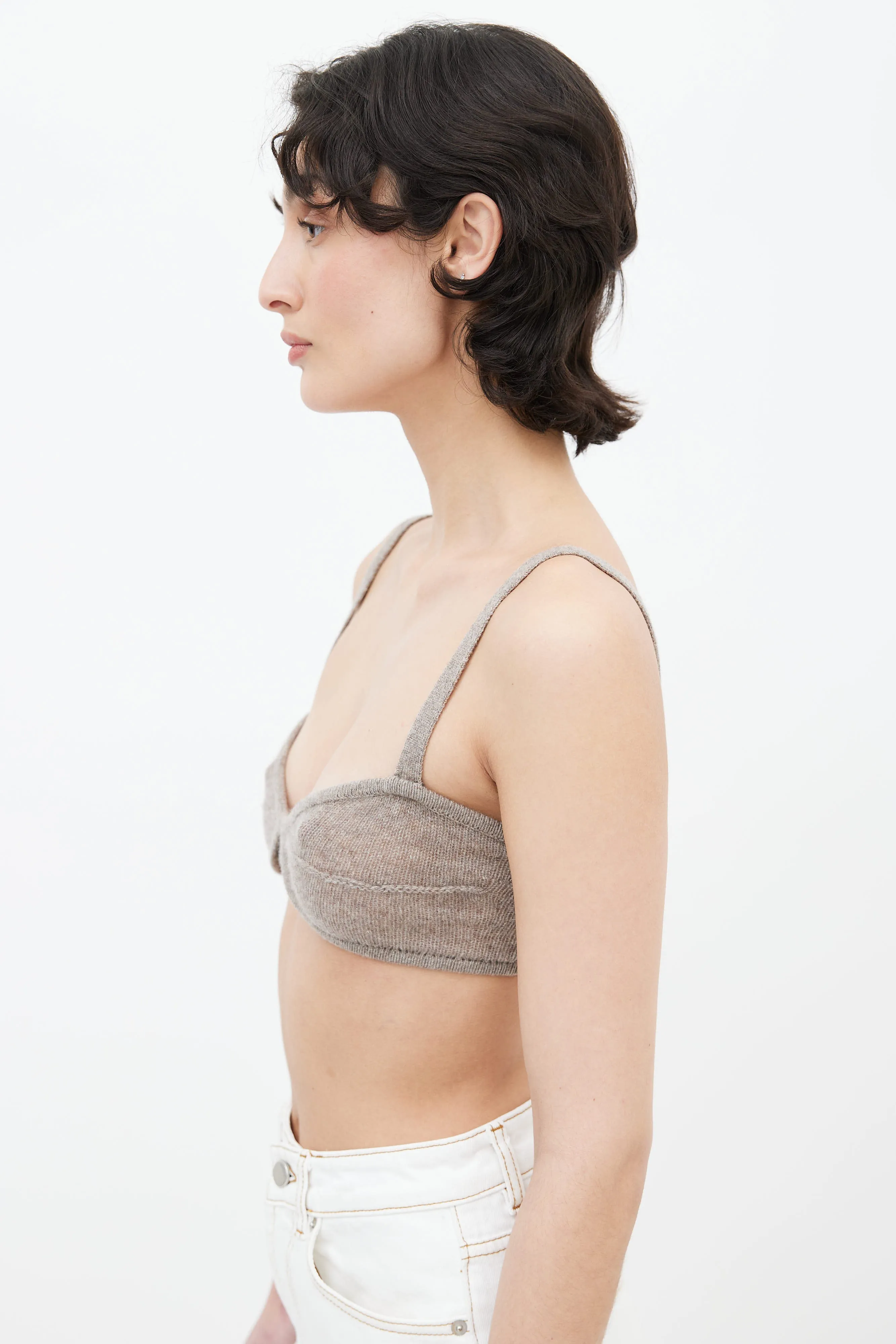 Beige Eda Cashmere Knit Bralette