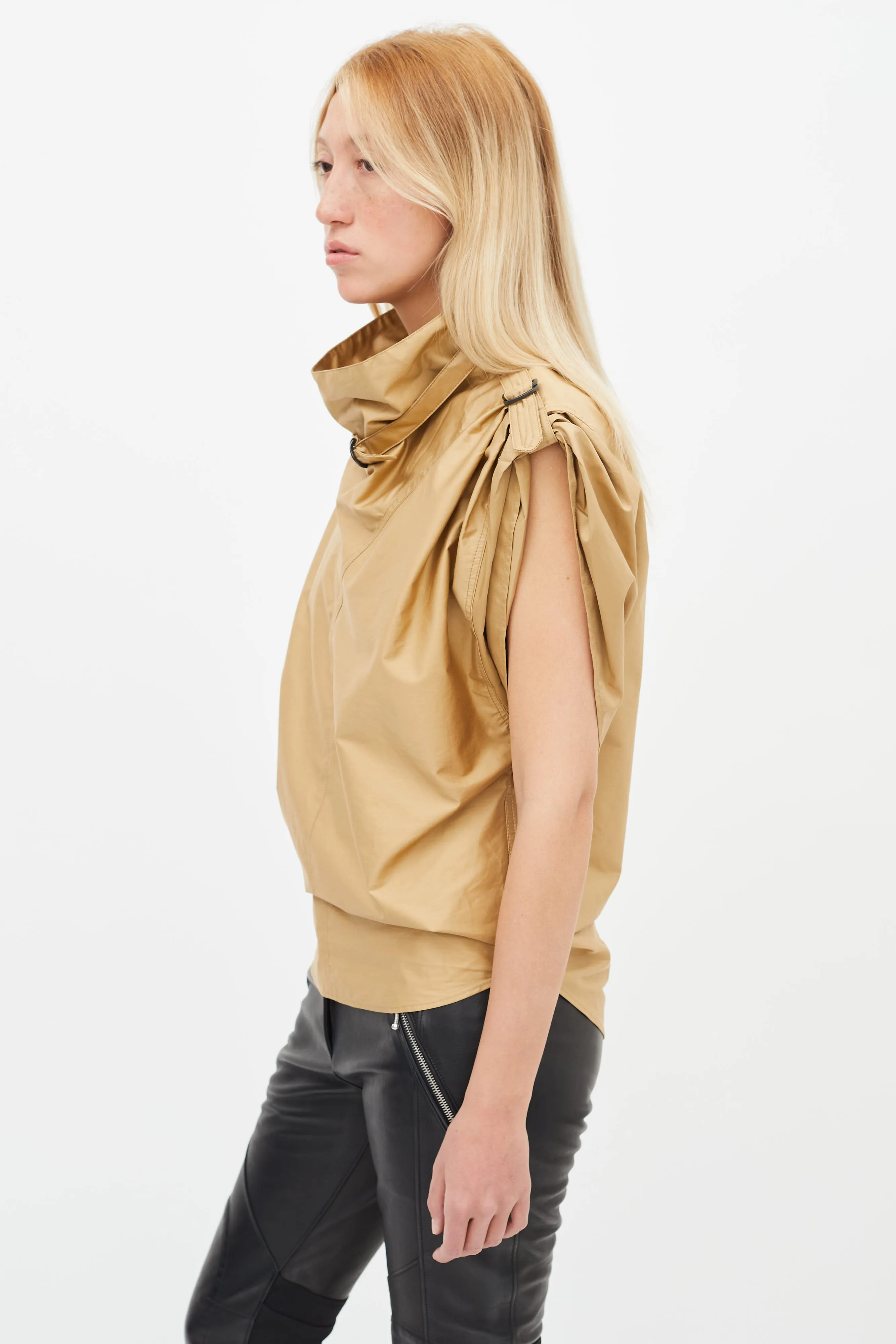 Beige Sleeveless Tarlame Top