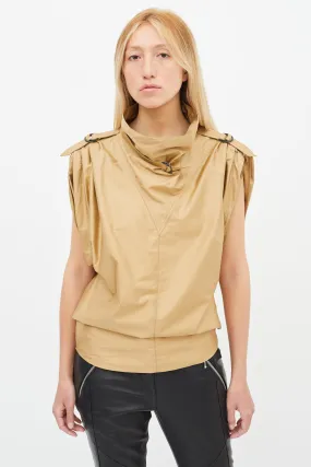 Beige Sleeveless Tarlame Top