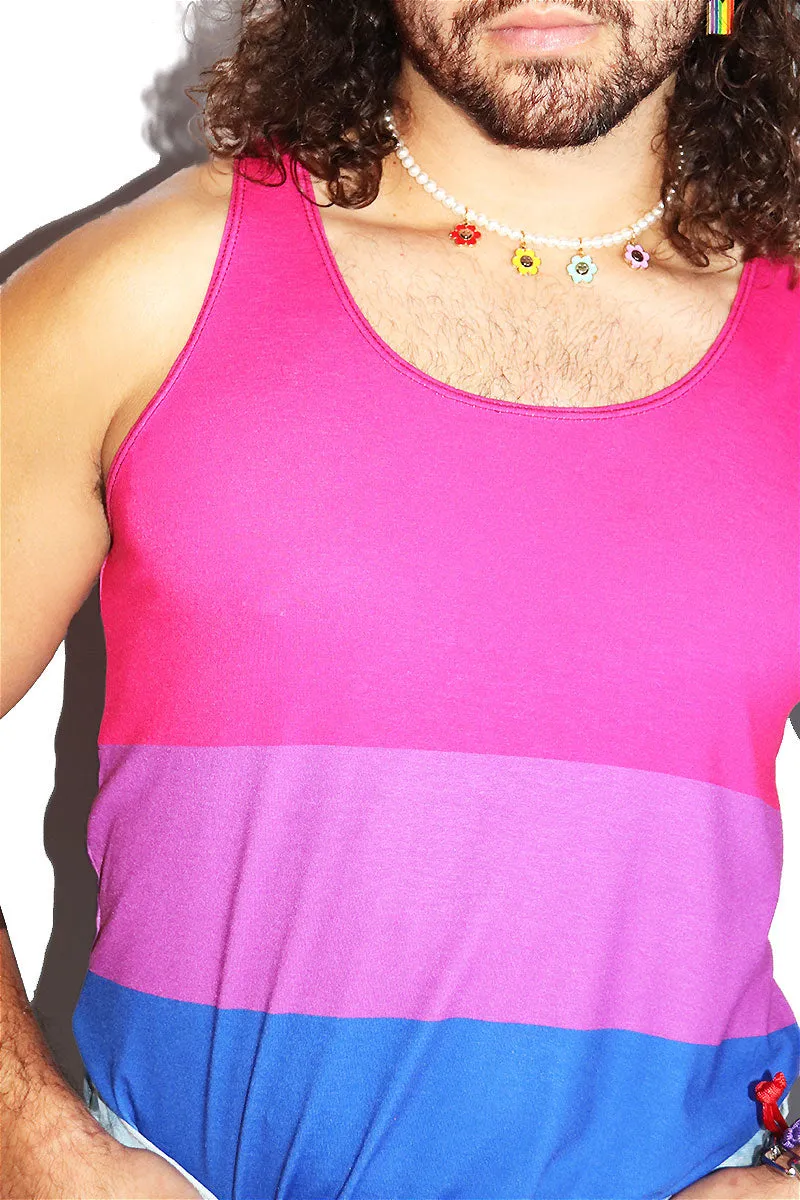 Bisexual Flag All Over Racerback Tank- Blue