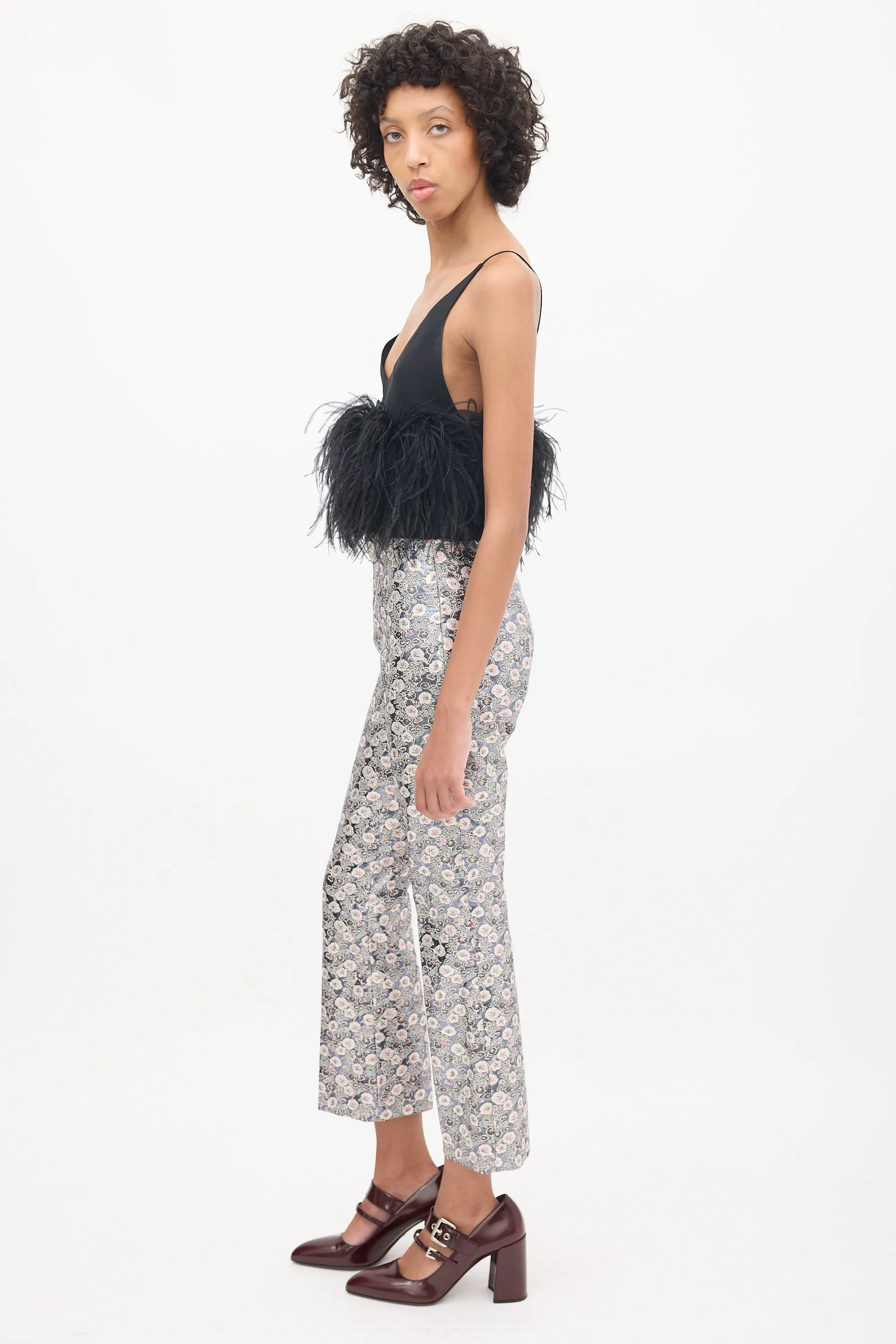 Black Feather Trimmed Poppy Camisole