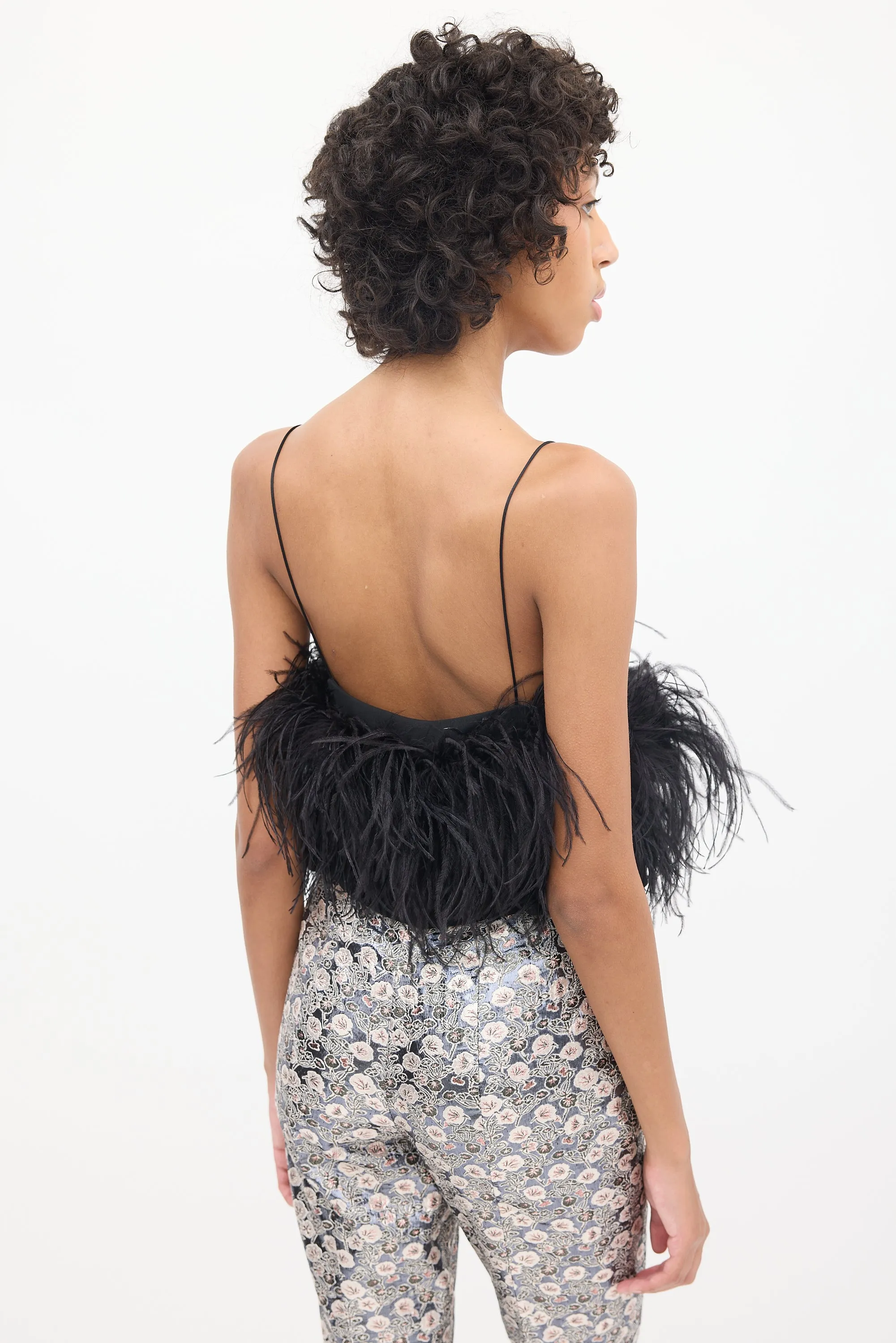 Black Feather Trimmed Poppy Camisole