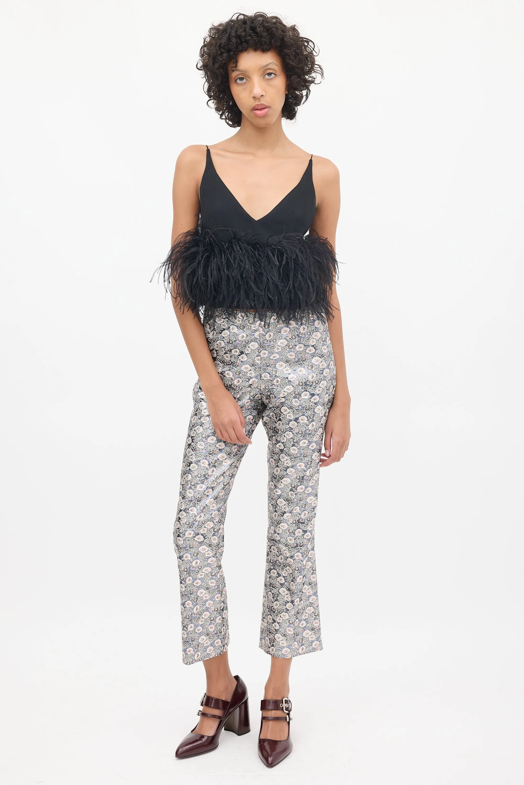 Black Feather Trimmed Poppy Camisole
