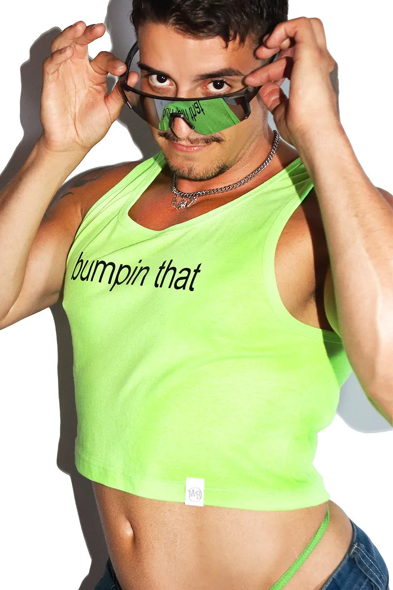 Bumpin That Crop Racerback Tank- Neon Green