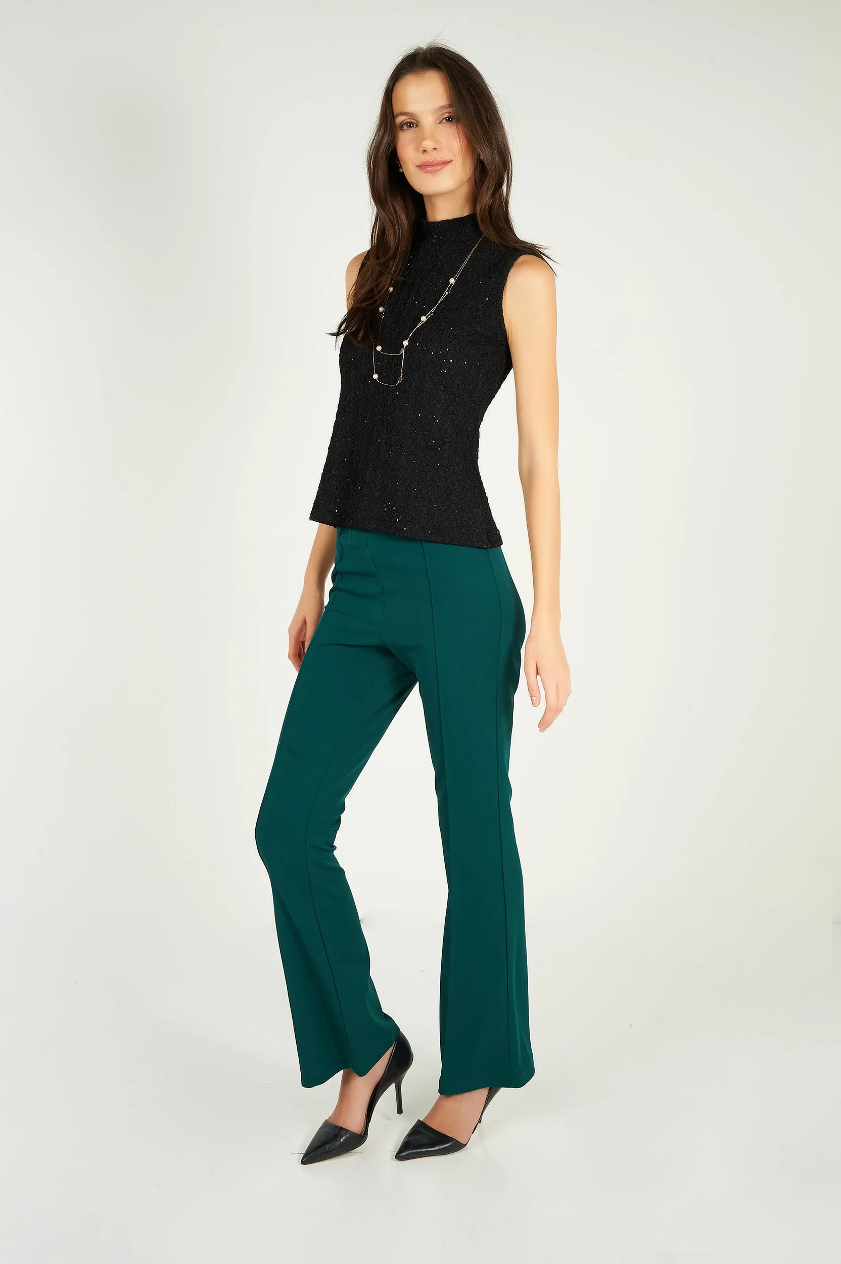 Camisole brillante texturée à col montant - DORA-LUX - (R-A6)