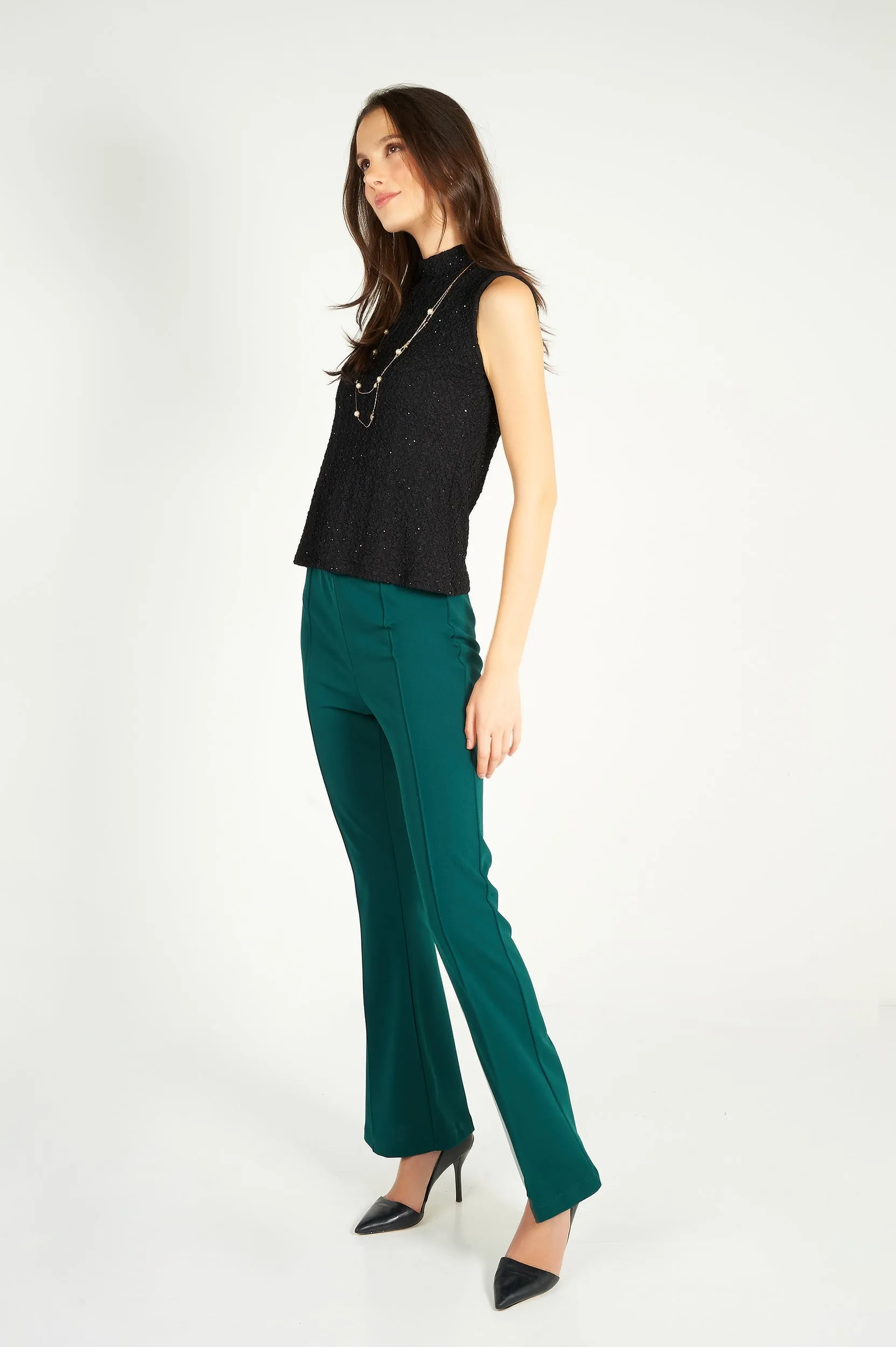 Camisole brillante texturée à col montant - DORA-LUX - (R-A6)