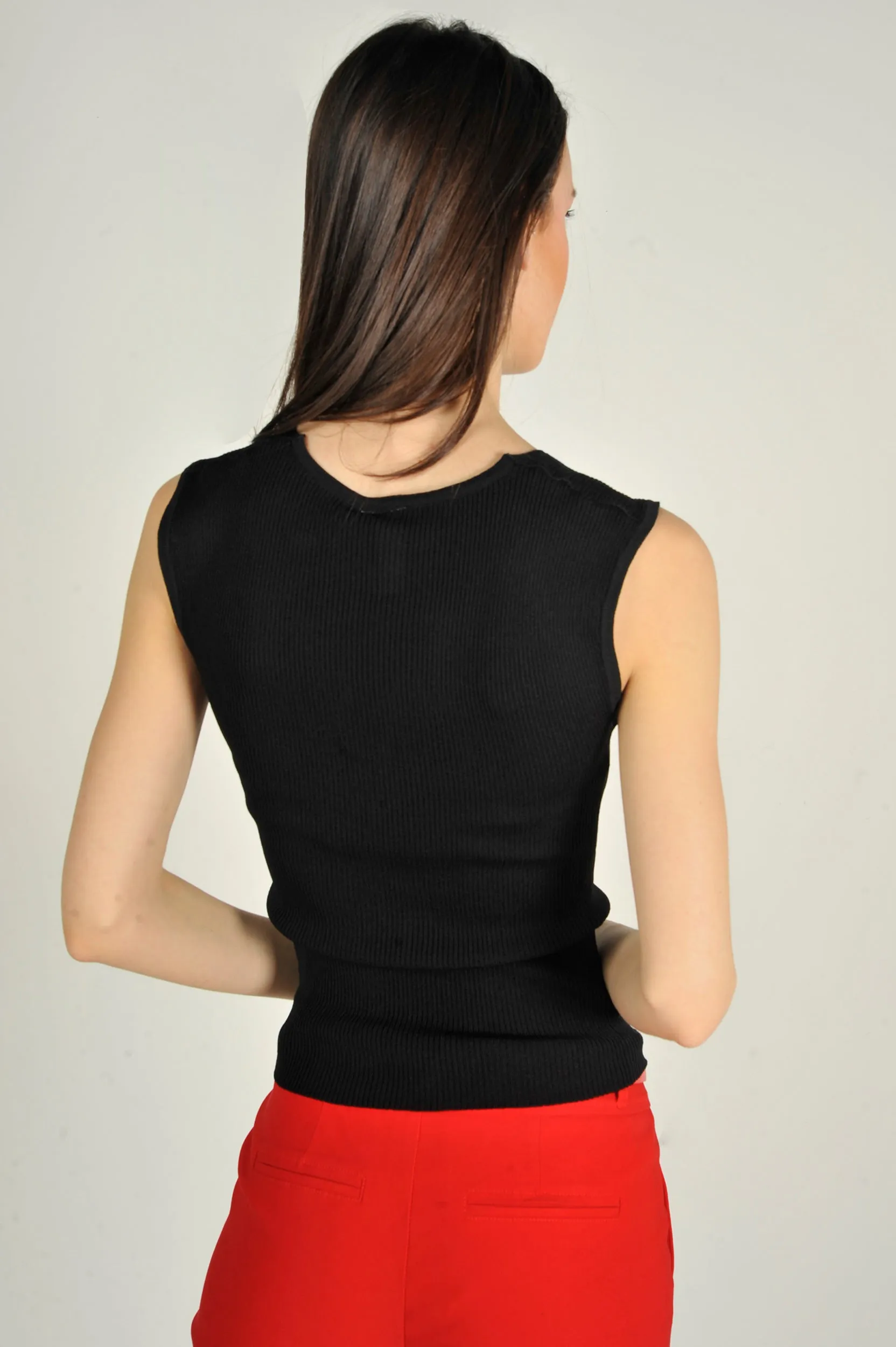 Camisole côtelée à col en V - LILIA - (E-A4)