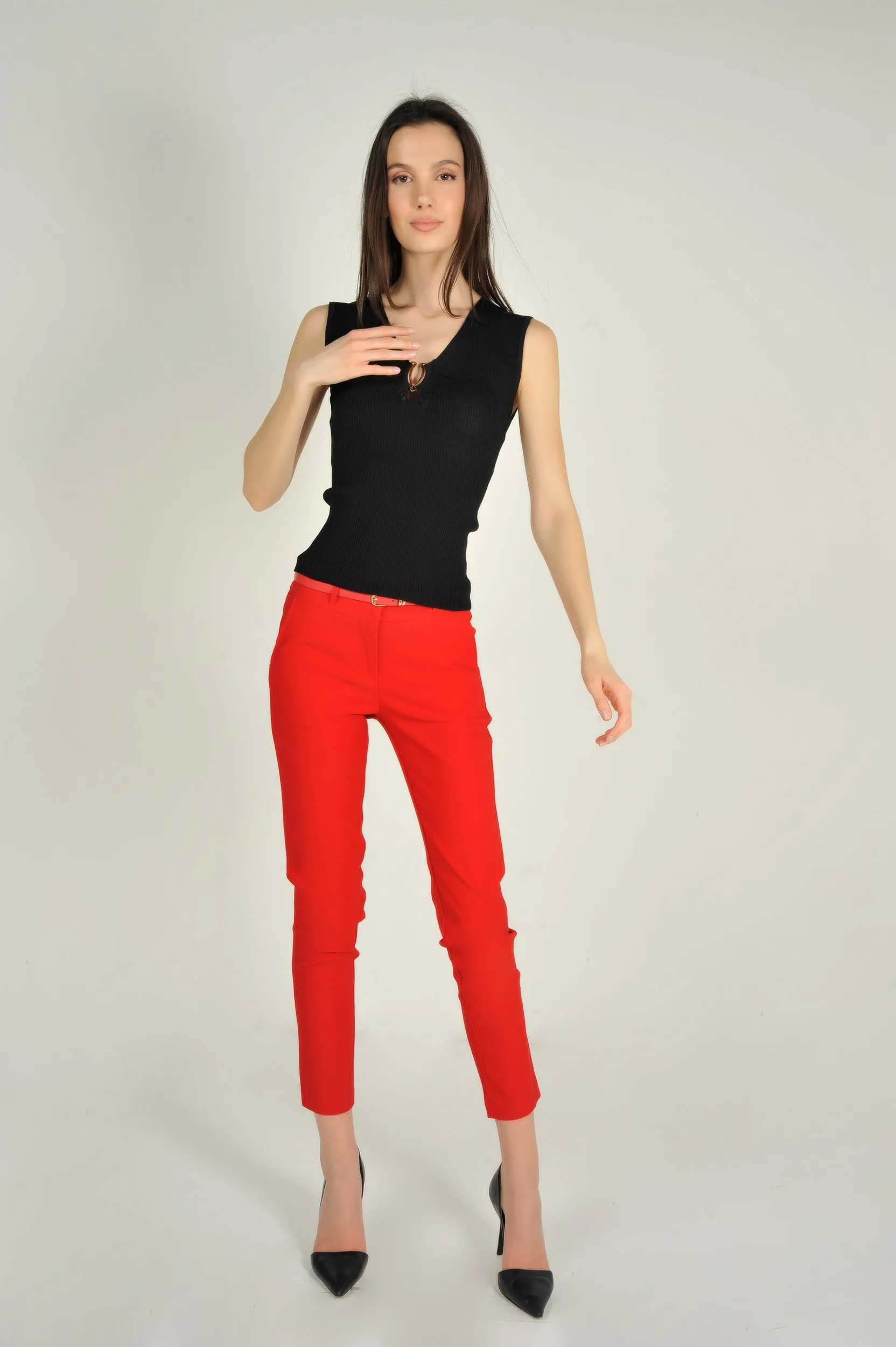 Camisole côtelée à col en V - LILIA - (E-A4)