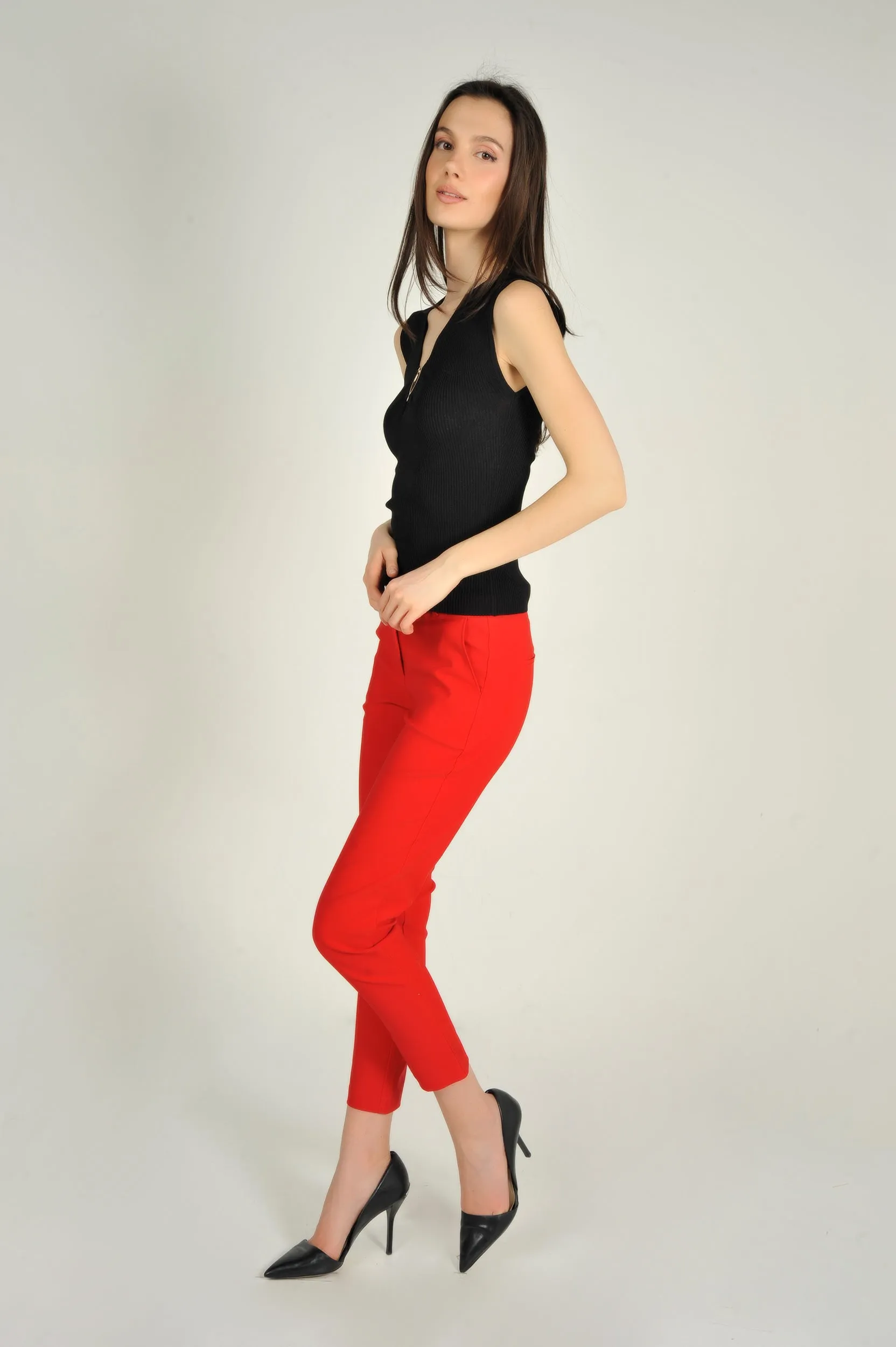 Camisole côtelée à col en V - LILIA - (E-A4)