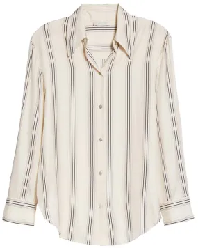 Chiffon Striped Button Down Shirt