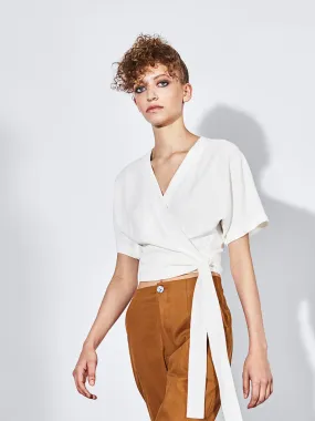 Cleo Wrap Top in White