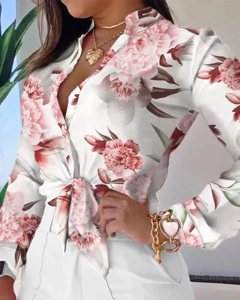 Deanwangkt - Floral Print Long Sleeve Button Down Shirt