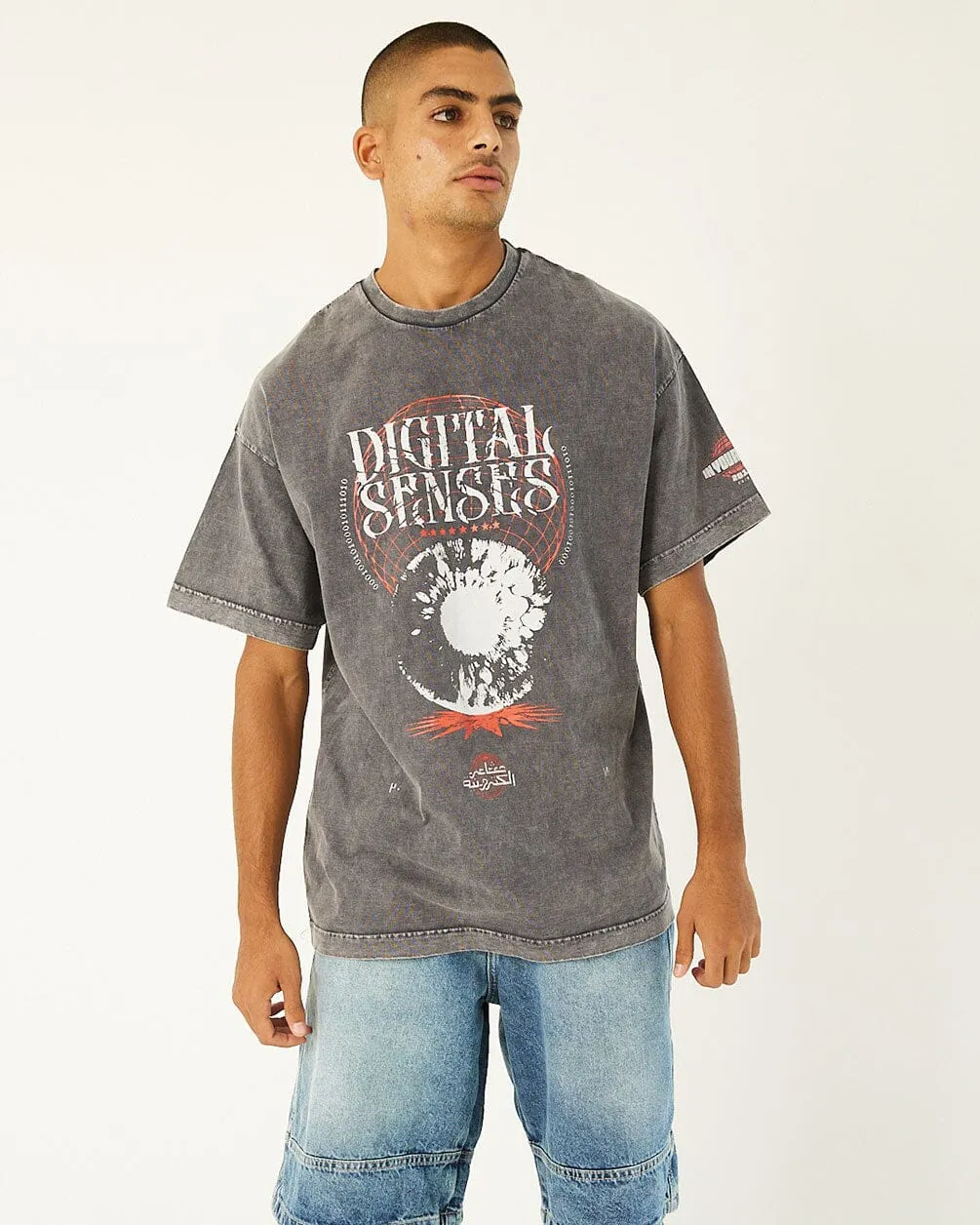 Digital Senses Acid Washed Oversized Tee