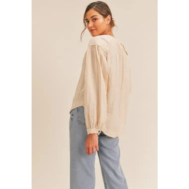 Distressed Button Down Top