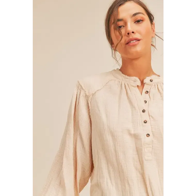 Distressed Button Down Top