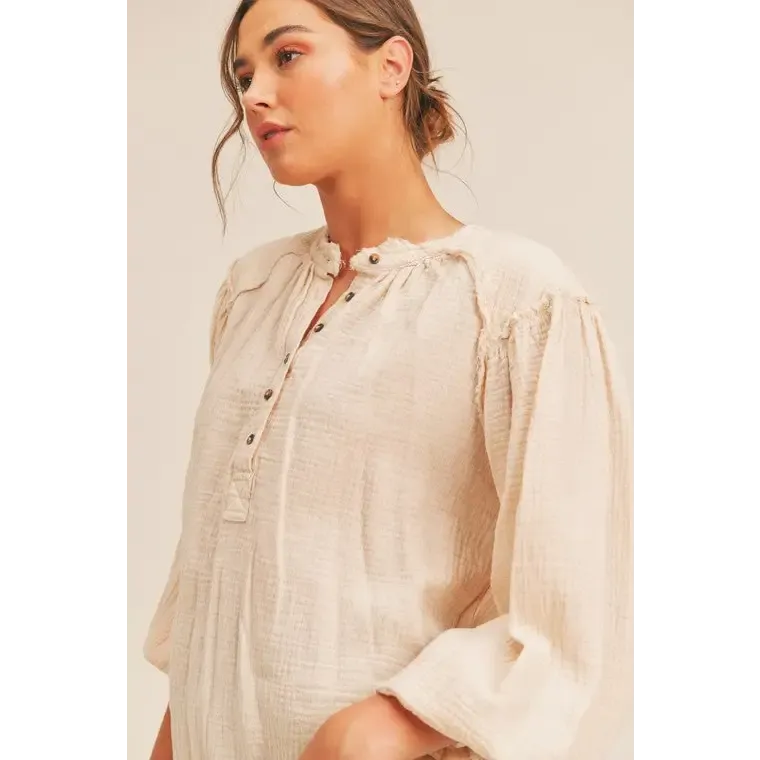 Distressed Button Down Top