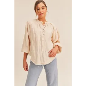 Distressed Button Down Top
