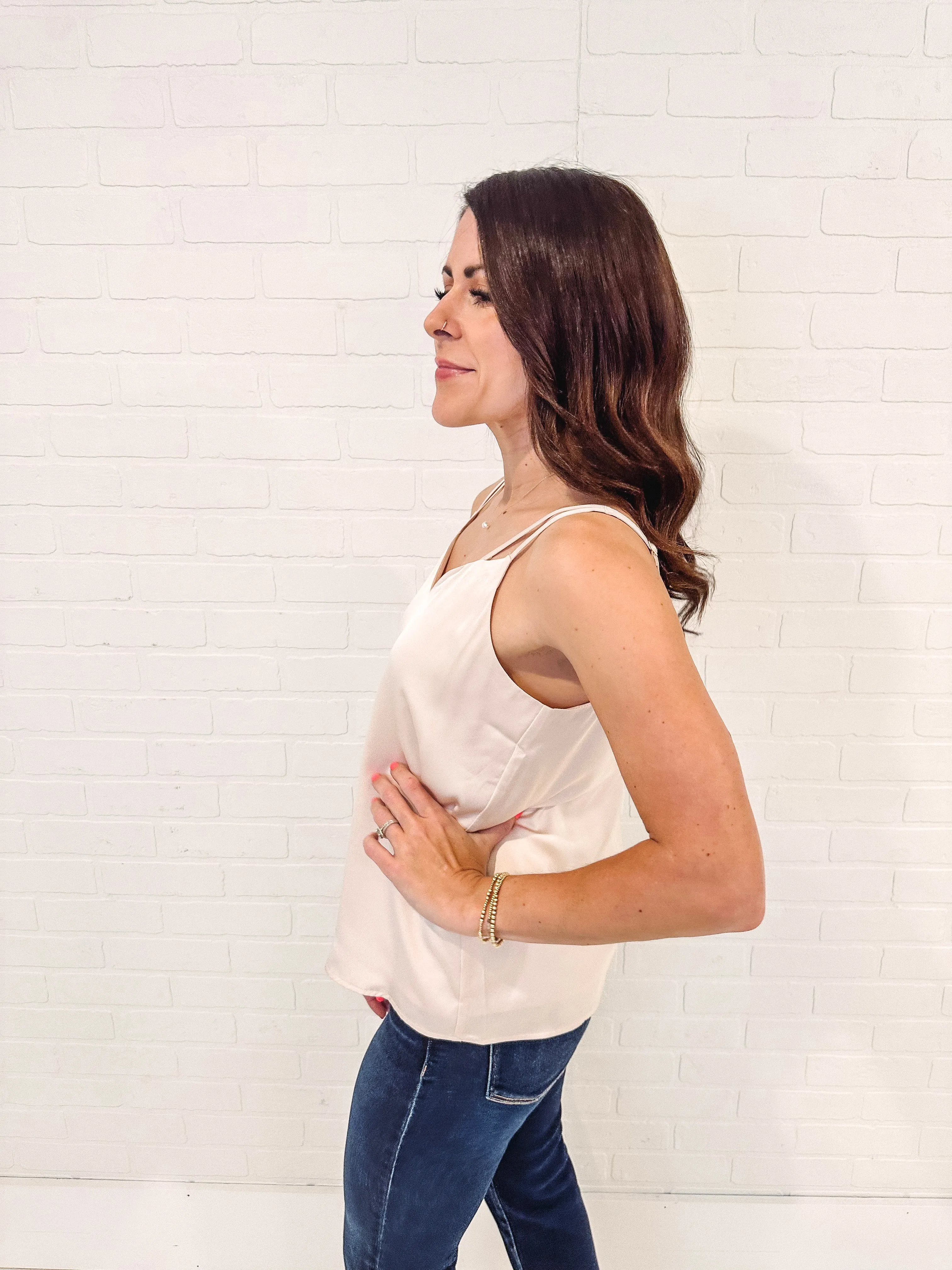 Ecru Silky Double Strap Camisole