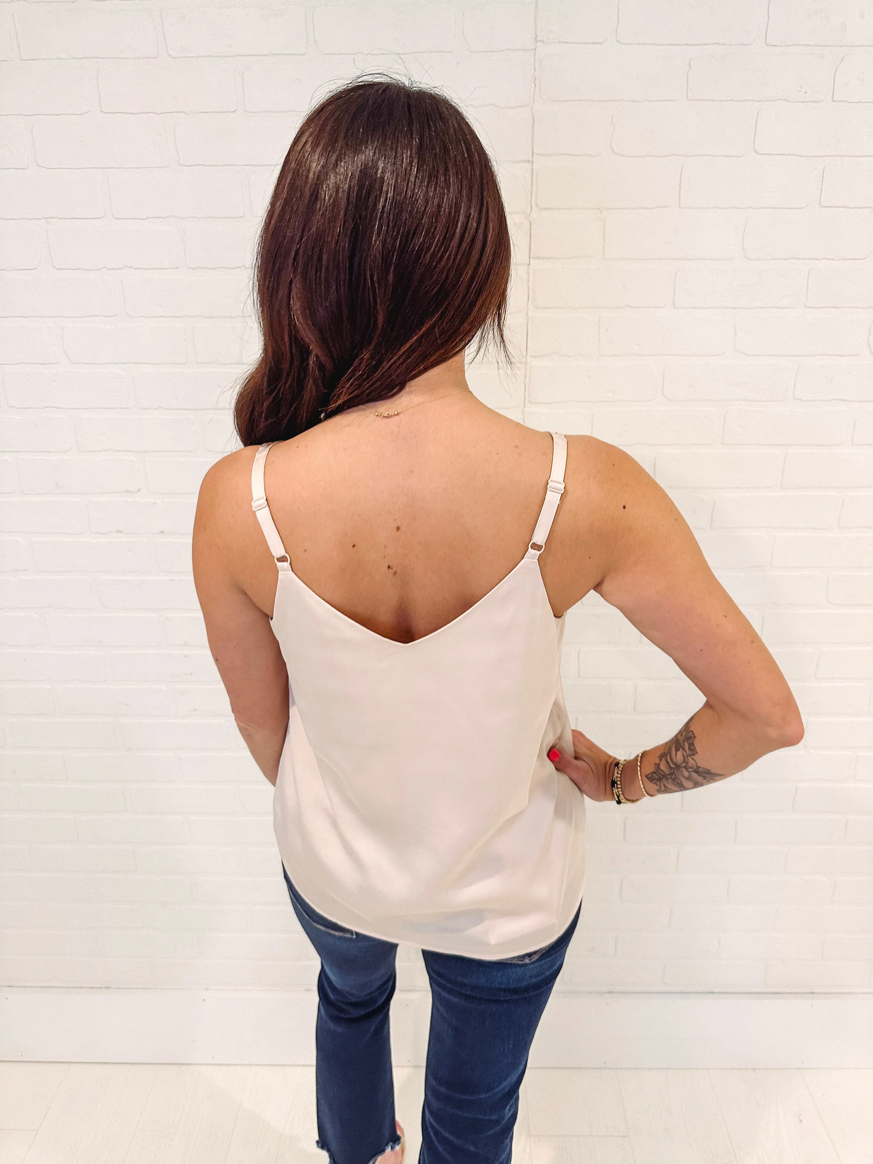 Ecru Silky Double Strap Camisole