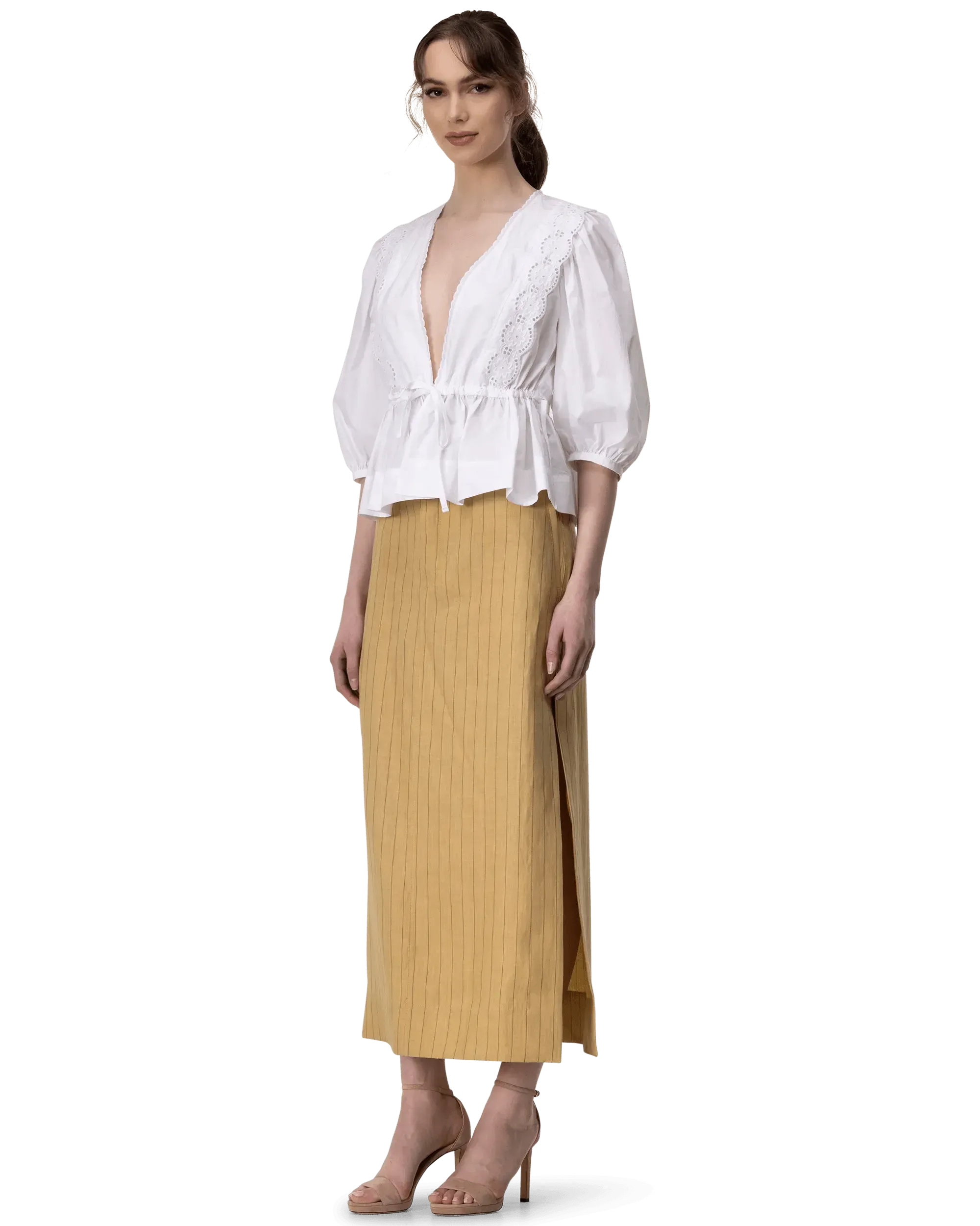 Eyelet Embroidered Wrap Blouse