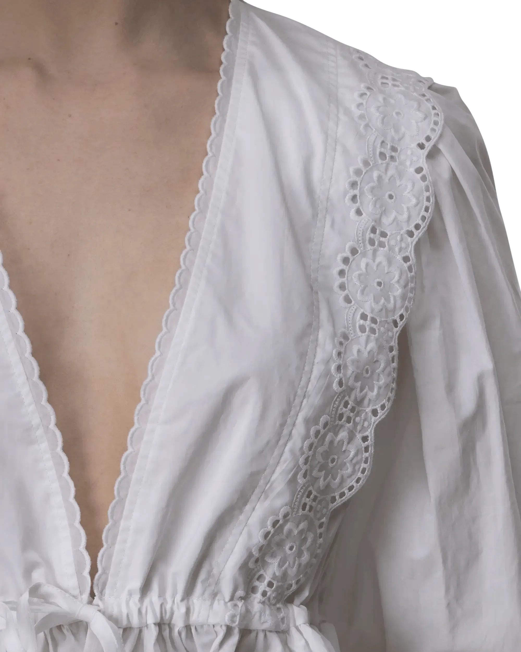 Eyelet Embroidered Wrap Blouse
