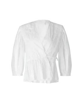 Eyelet Embroidered Wrap Blouse
