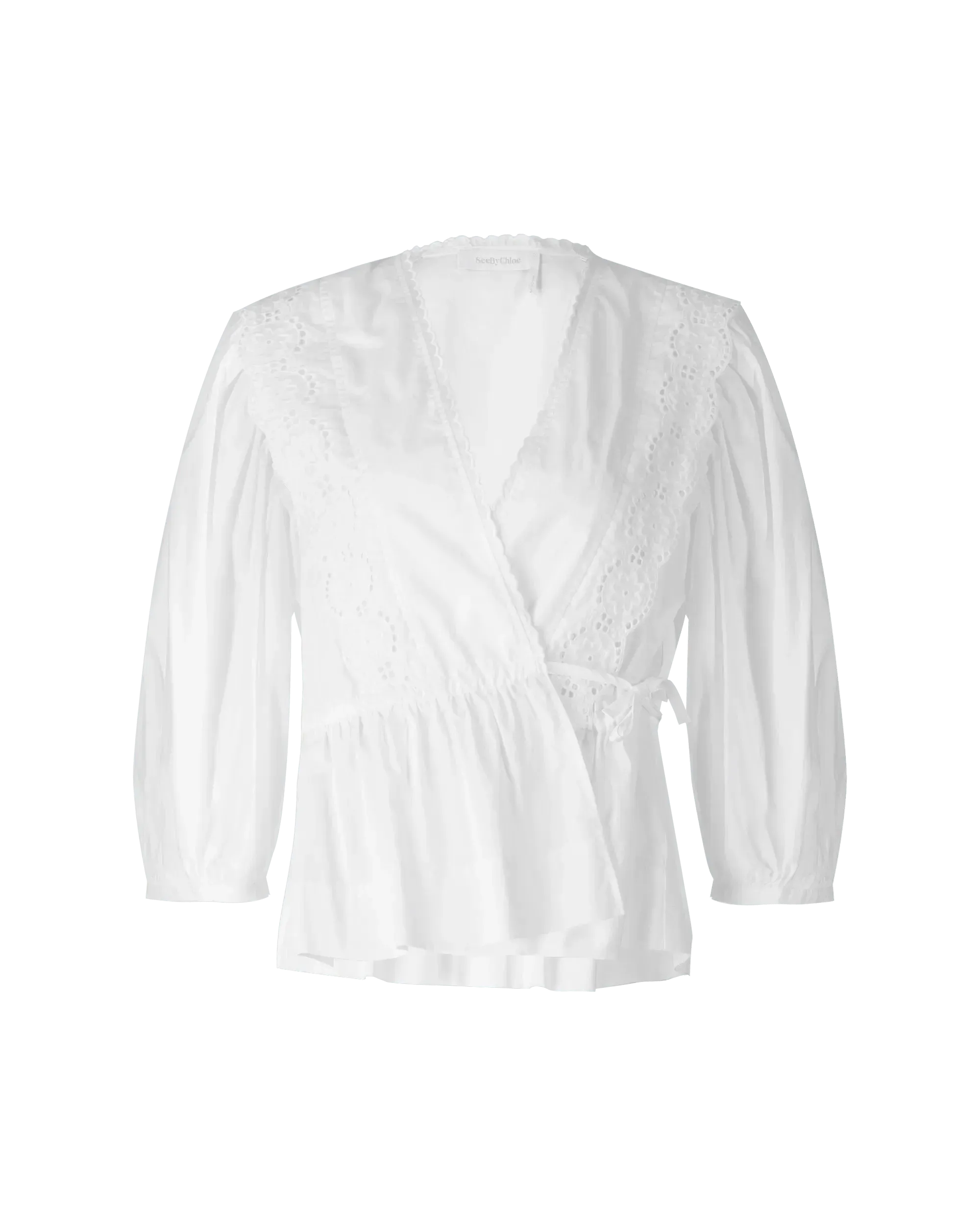 Eyelet Embroidered Wrap Blouse