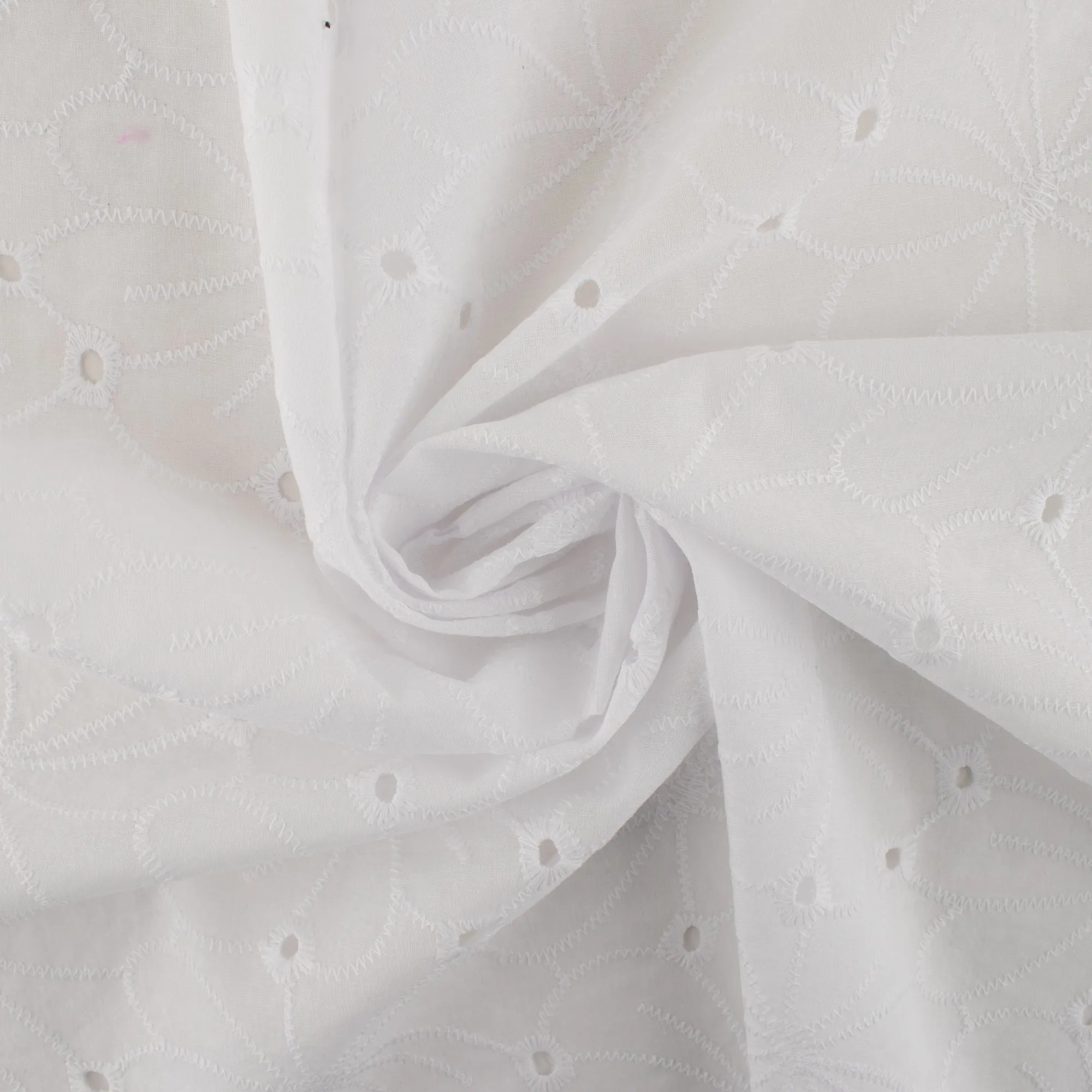 Fashion Embroidered Cotton - Clematis - White