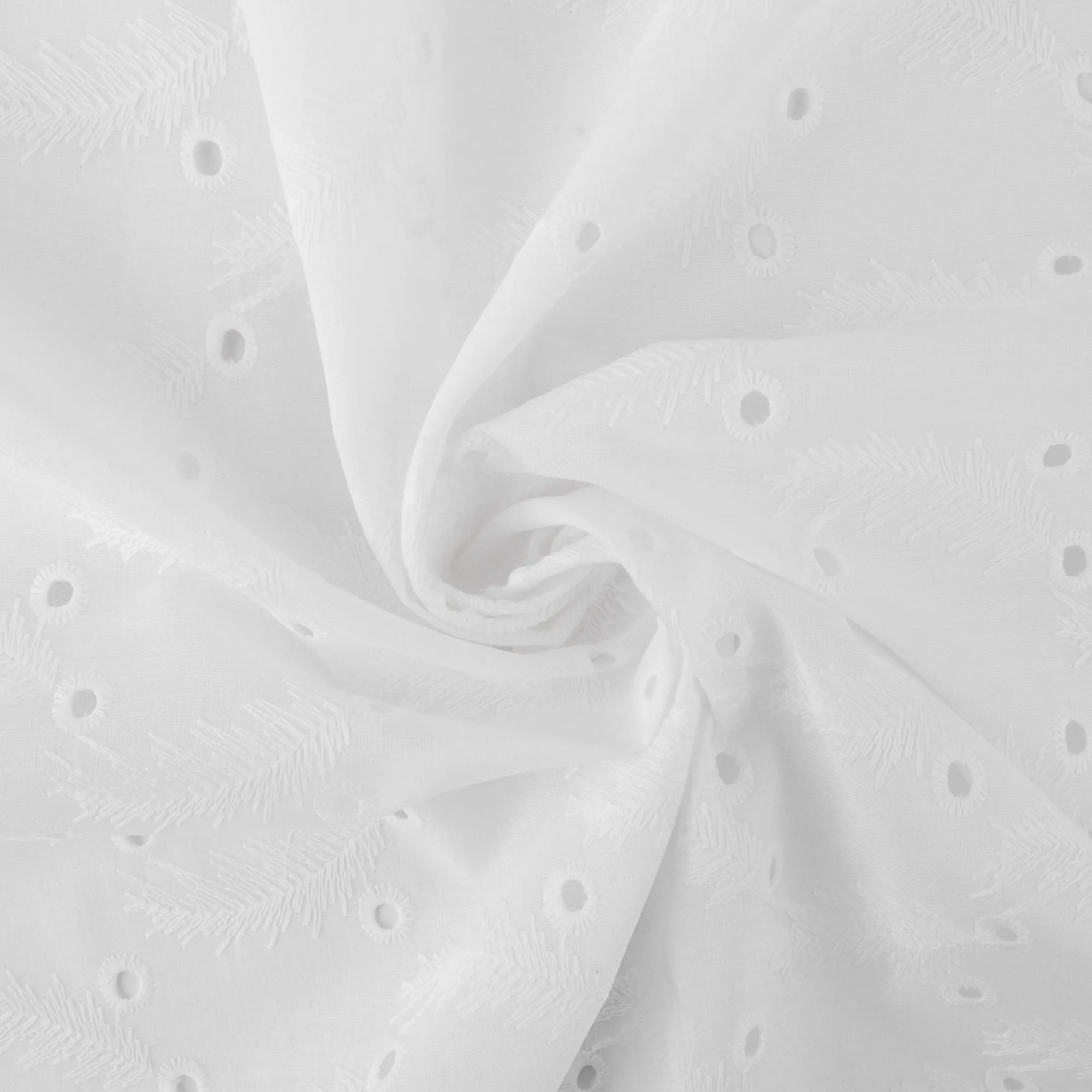 Fashion Embroidered Cotton - Feather - White