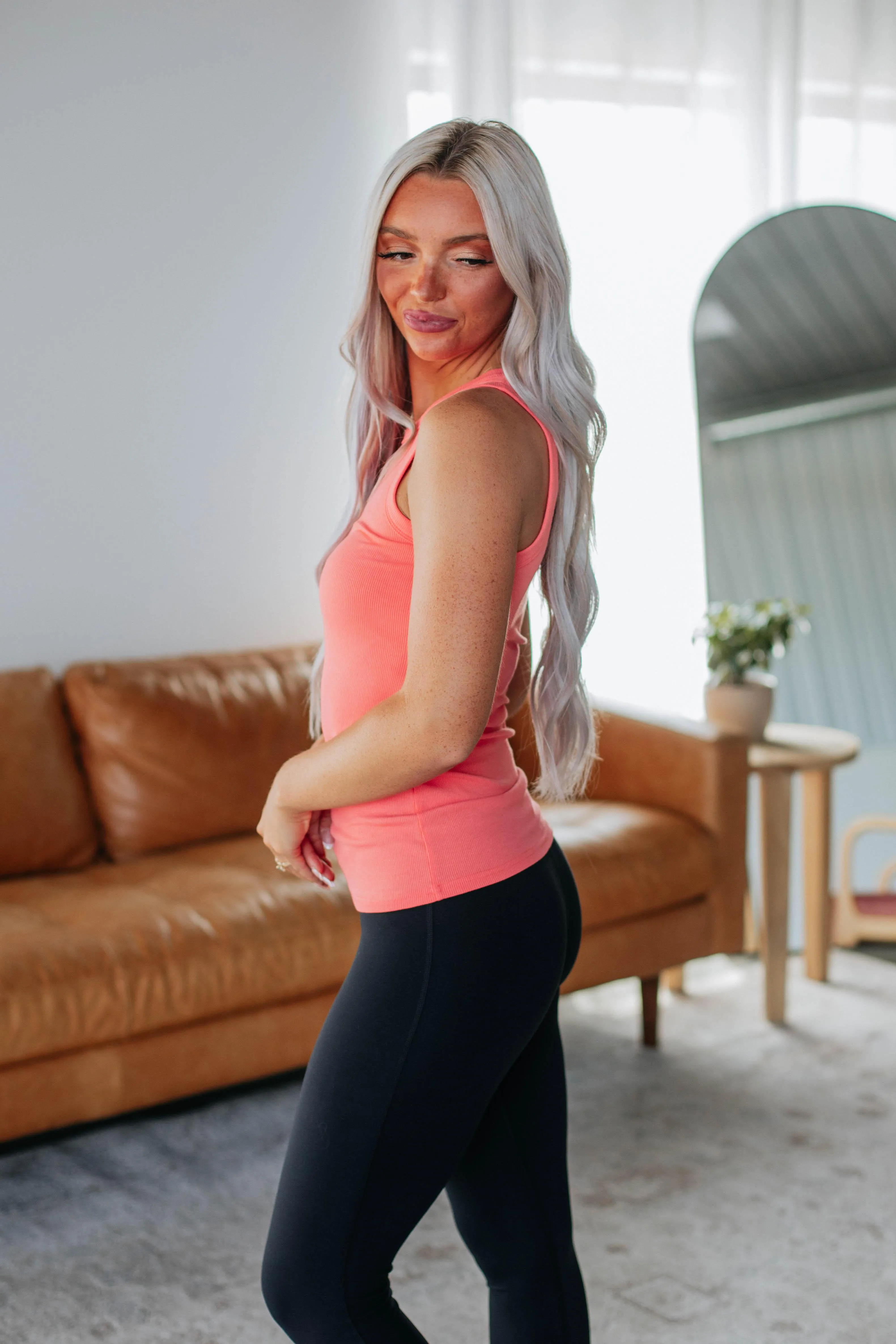 Ferna Ribbed Tank - Watermelon