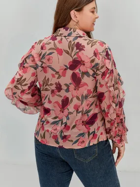 Floral Button Regular Blouses