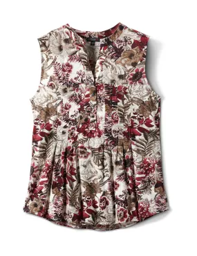 Floral Palm Pintuck Popover
