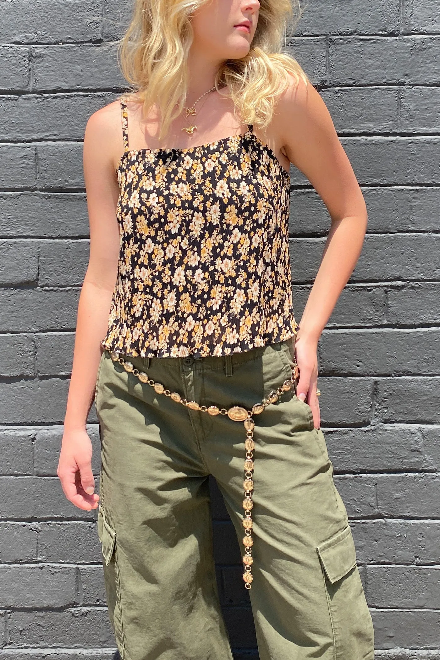 Floral Pleated Cami Top