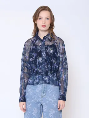 FLORAL SHEER BUTTON DOWN
