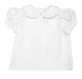 Funtasia Too Girls White Blouse with Piped Peter Pan Collar and Short Puffy Sleeves