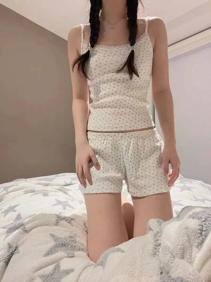 Garden of Joy Floral Print Summer Pajamas Set
