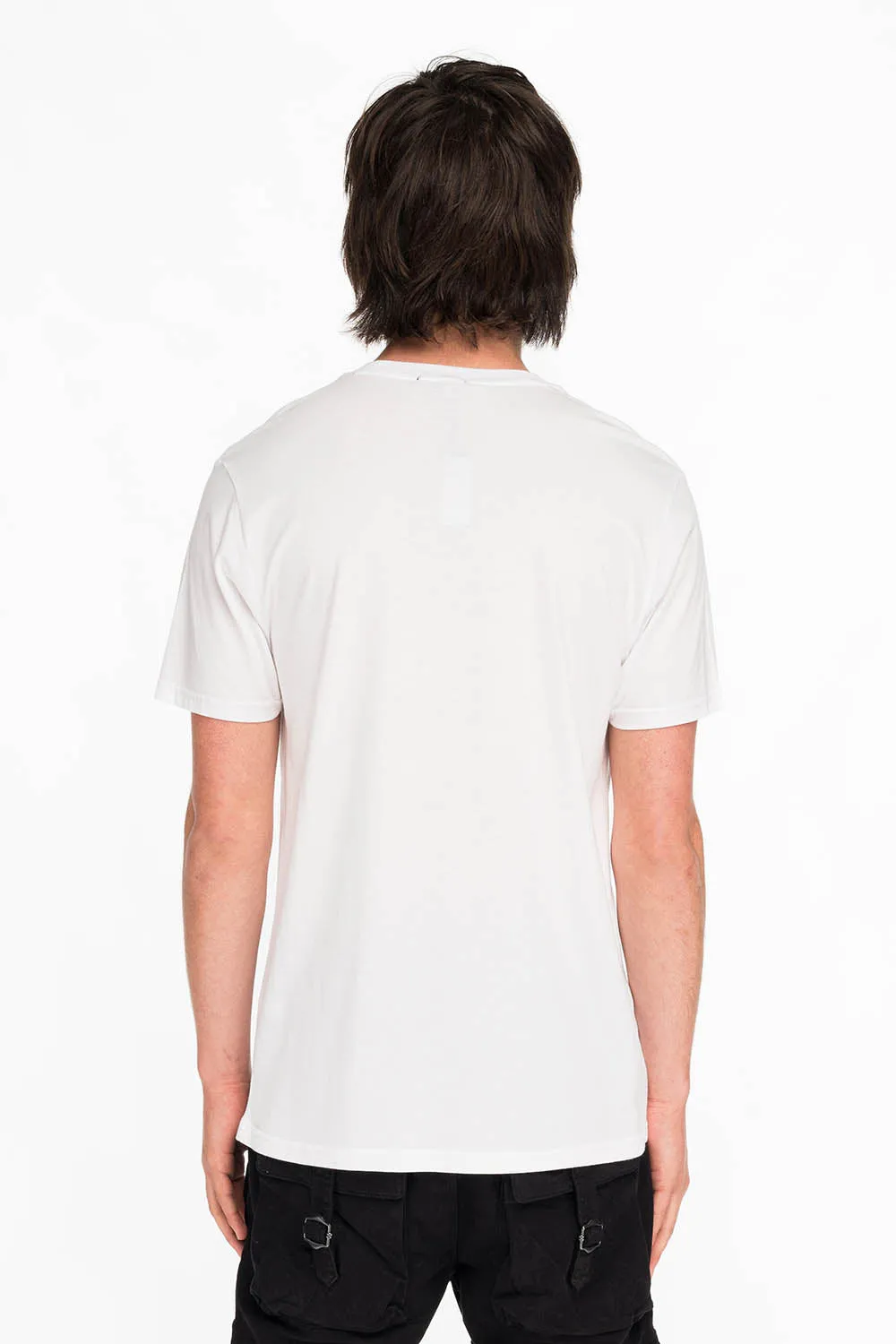 GOLD GLITTER FLEUR TEE IN WHITE