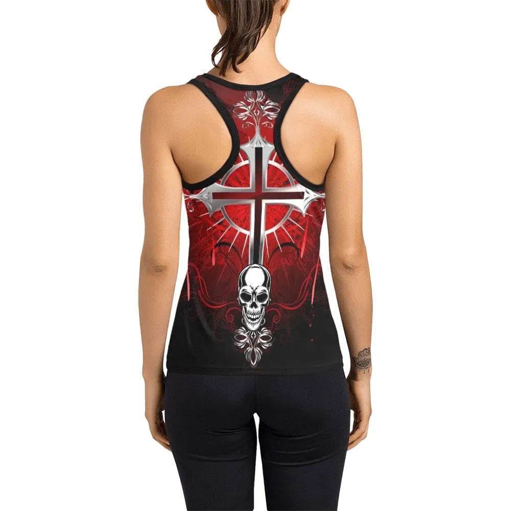 Gothic Skull Cross & Skull Women's Racerback Tank Top