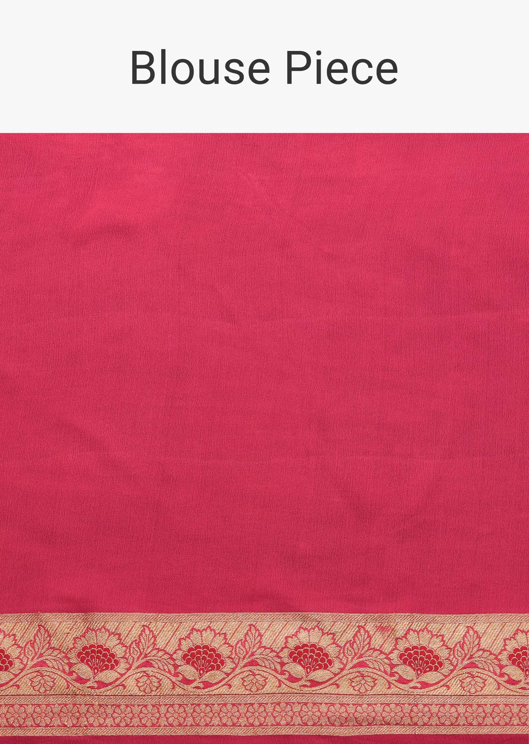Hot Pink Handloom Saree In Khaadi Georgette With Unstitched Blouse