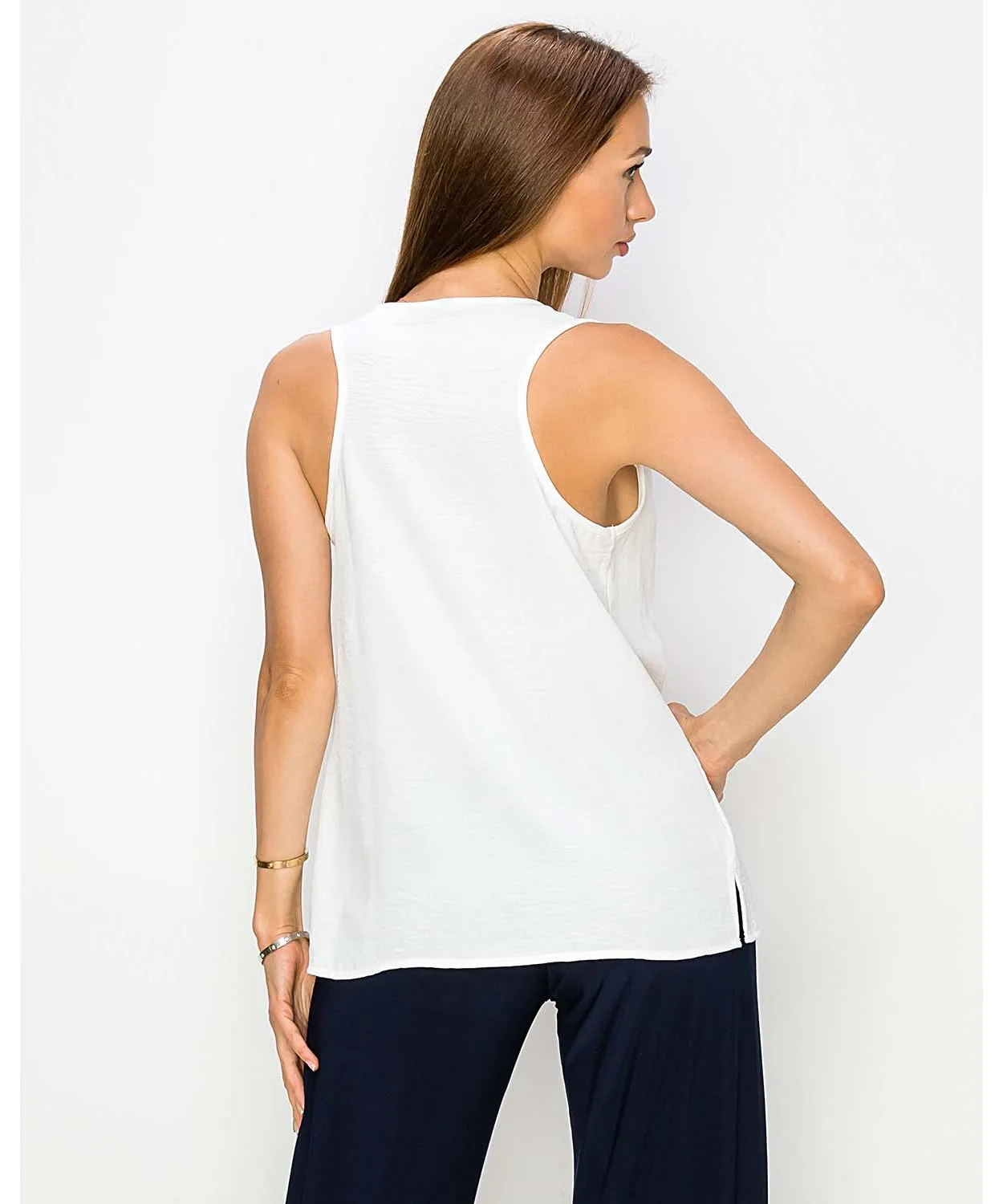 Last Tango Cowl Cami V-Neck Top | White, Berry