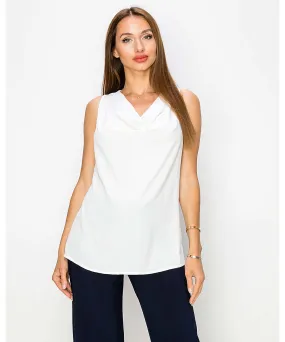 Last Tango Cowl Cami V-Neck Top | White, Berry